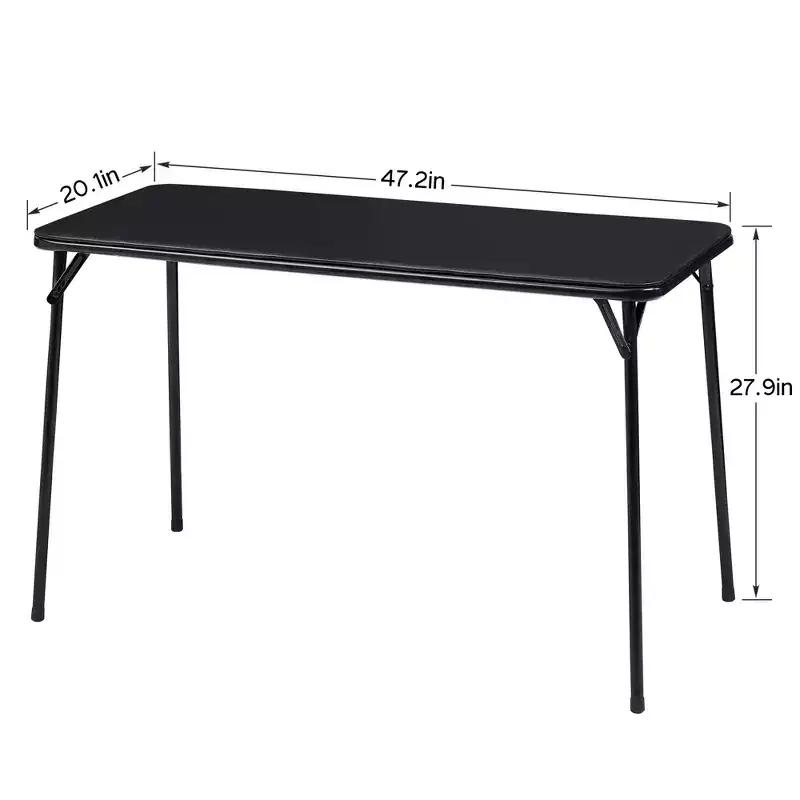VECELO 4ft Plastic Folding Table with Hanging Bag Indoor Outdoor Heavy Duty Portable Table with Handle/Lock for Picnic Black