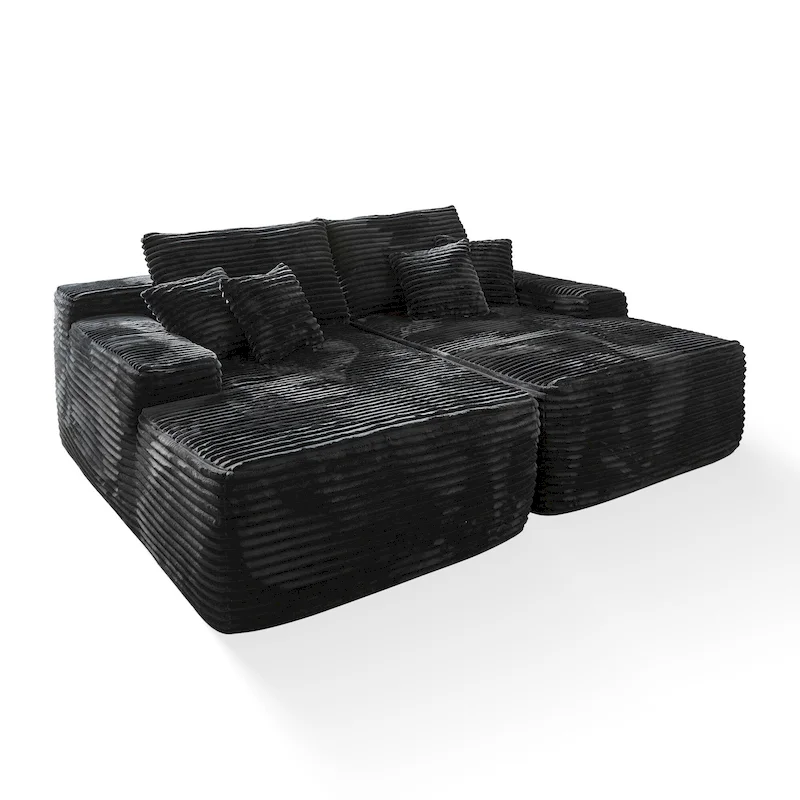 OVIOS Long Plush No Assembly Required Double Chaise Sofa