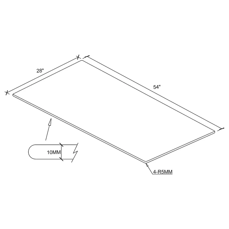 Rectangular Casual Clear Tempered Glass Top