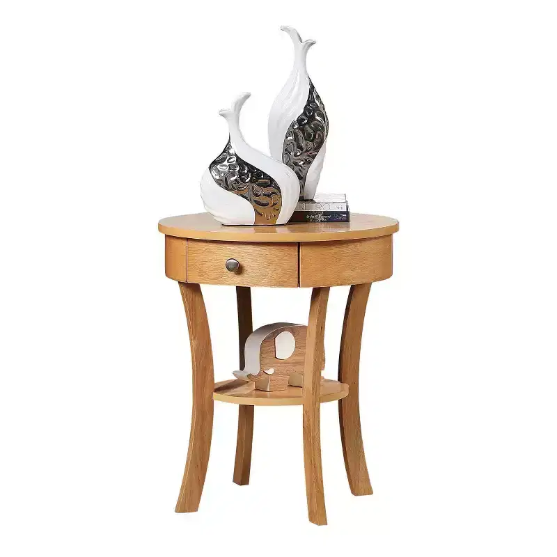 HomeStock Belmont 1 Drawer End Table with Shelf, Rubberwood Accent Table with Concealed Storage Drawer and Bottom Shelf for Living Room