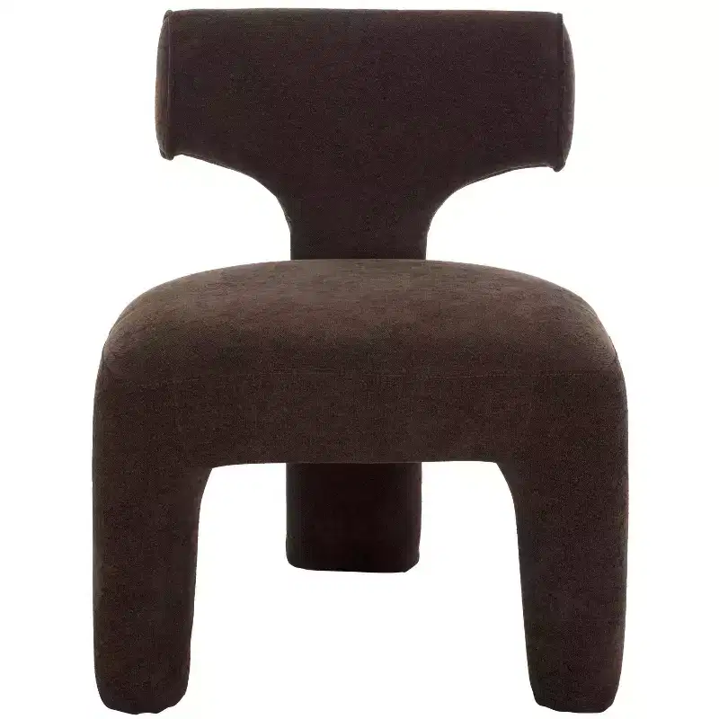 Armless Accent Chair, Linen Upholstery With Solid Wood Frame, Warm Brown