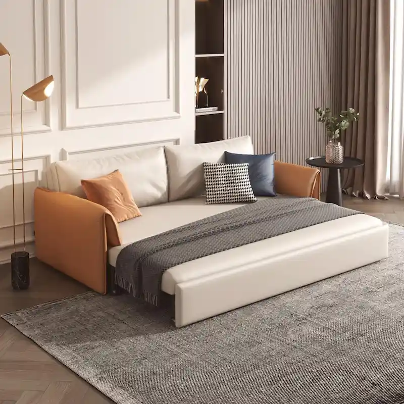 JASIWAY 65.4 Vegan Leather Sofa Bed Sleeper Sofa