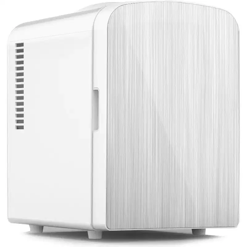 ZAFRO 4L Capacity/6 Cans Compact Refrigerator, Portable Mini Fridge,for Bedroom, Car/Office/Dorm,Brushed Stainless Steel Door