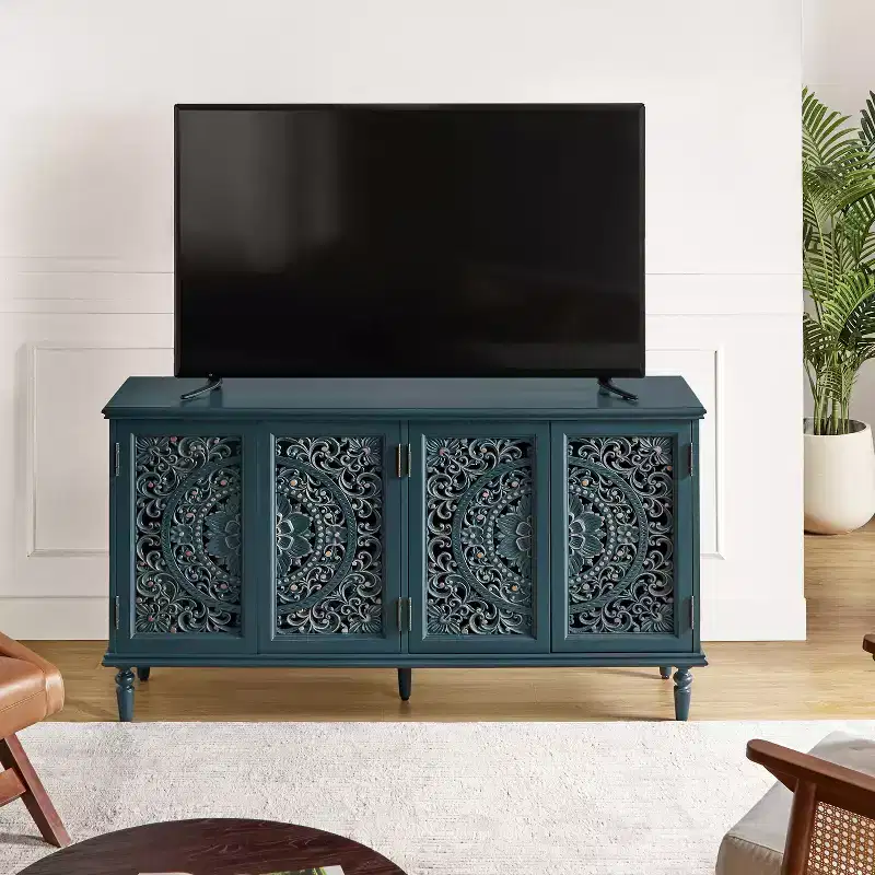 63 Wide Sideboard With Solid Wood Legs And Lighting