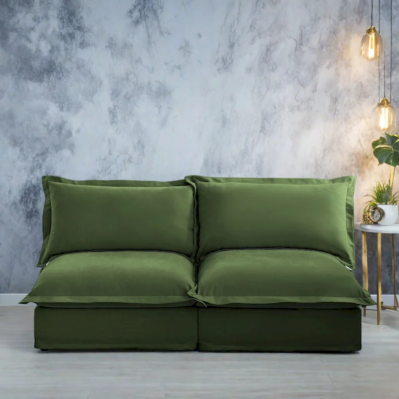 73.2 Chenille Modular 3-Seat Sofa with Removable Washable Covers And Multiple Pillows