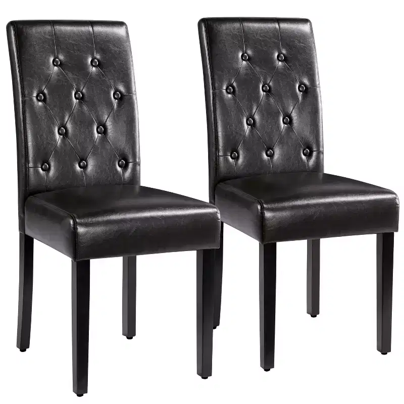 Yaheetech Set of 4 Button Tufted Faux Leather Dining Chairs for Home, Restaurants, Cafe