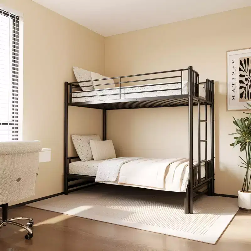 GDFStudio Navagio Metal Bunk Bed with Pull-Out Bed