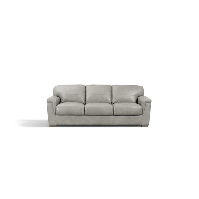 HomeRoots 91 Gray Leather Sofa With Black Legs - 91