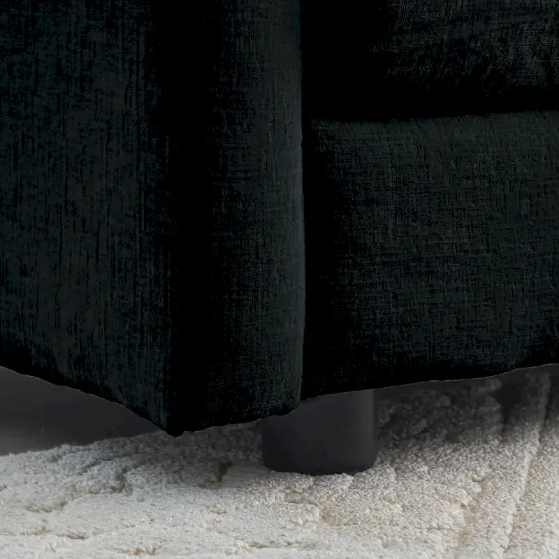 Black 3-Piece Chenille Sofa Set with Loveseat and 2 Single Sofas