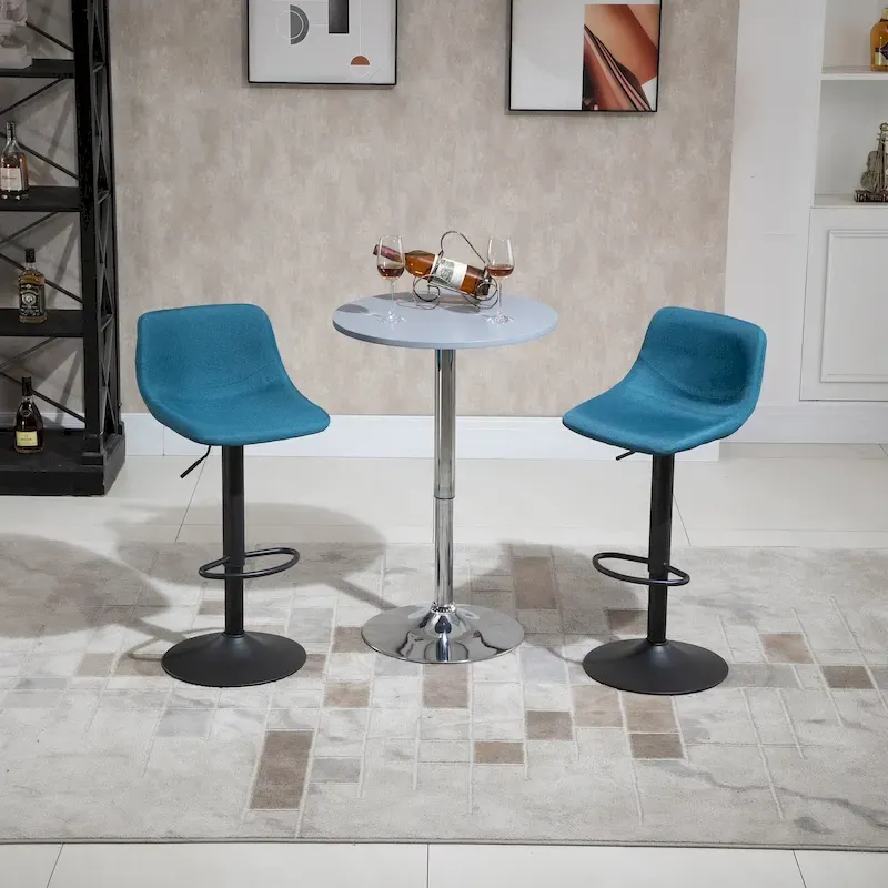 HOMCOM Swivel Bar Stools Set of 2 Bar Chairs Adjustable Height Barstools Padded with Back for Kitchen, Counter, and Home Bar