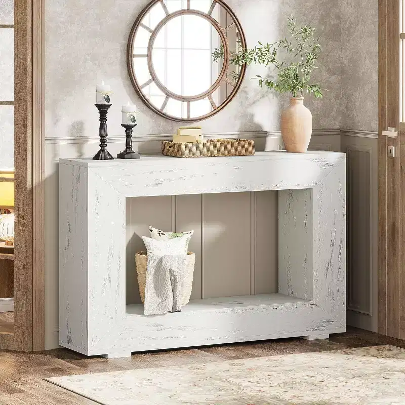 Lantine Farmhouse Console Table, 47 Inches Entryway Console Table with Storage, Industrial Hallway Accent Table for Living Room, Entrance