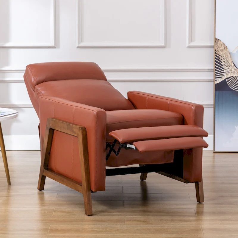 Roland Top Grain Leather Push Back Recliner by Greyson Living