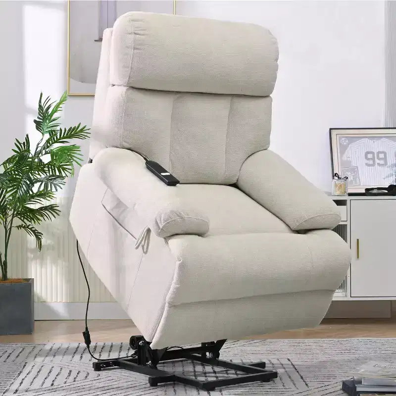 Oversized Power Lift Recliner Chair, Adjustable Reclining Sofa Chair for Elderly, Recliner with Remote Control and Side Pocket