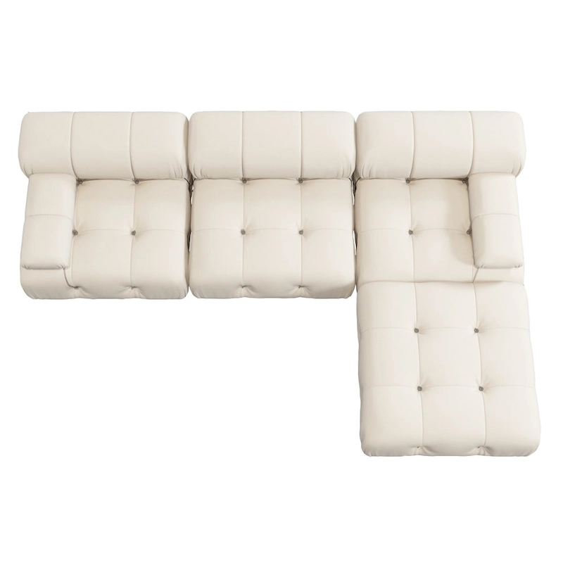 104 Wide Velvet Reversible Modular Sofa & Chaise with Ottoman