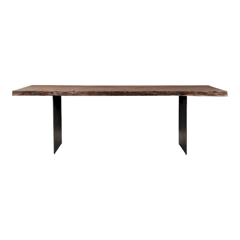 Live Edge Solid Acacia Wood Dining Table with Iron Legs | Rustic Industrial Style | 94x38 Inch