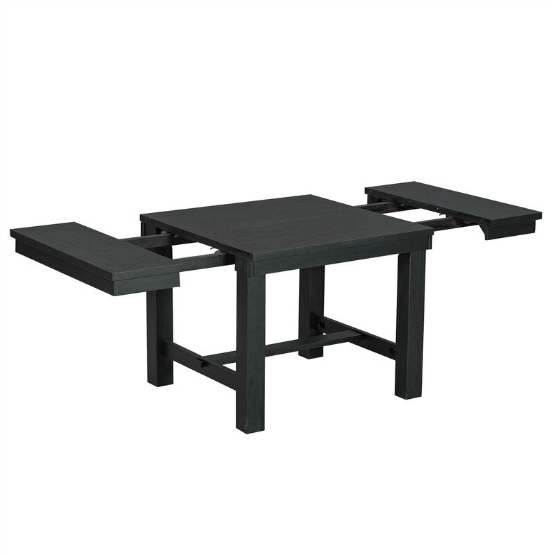 6-Piece Dining Kitchen Table Set, Extendable Wood Dining Table, 4 Upholstered Dining Chairs and Bench, Two 11 Removable Leaf