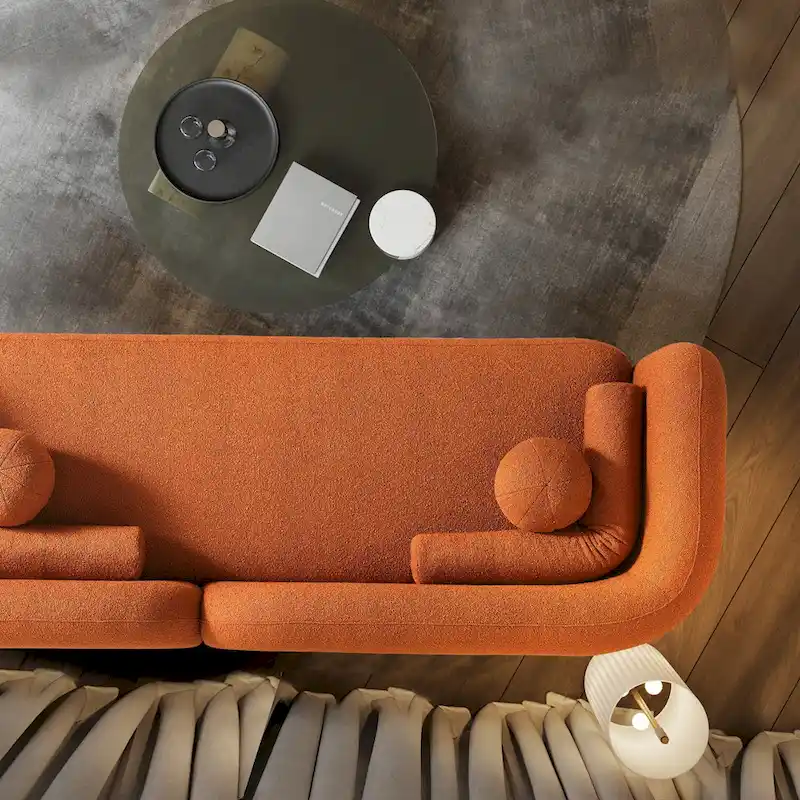 Milet Luxury Modern Boucle Fabric Curved Arm Sofa