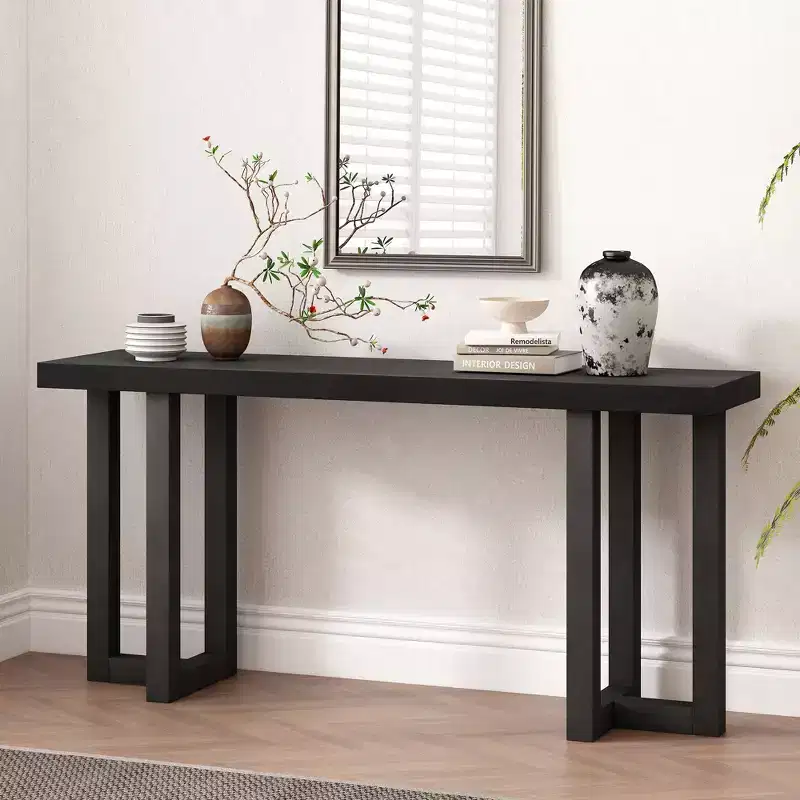 Modern Console Table with Solid Wood Legs, Elegent Entryway Table with Thick Tabletop, Hallway Table for Living Room, Bedroom