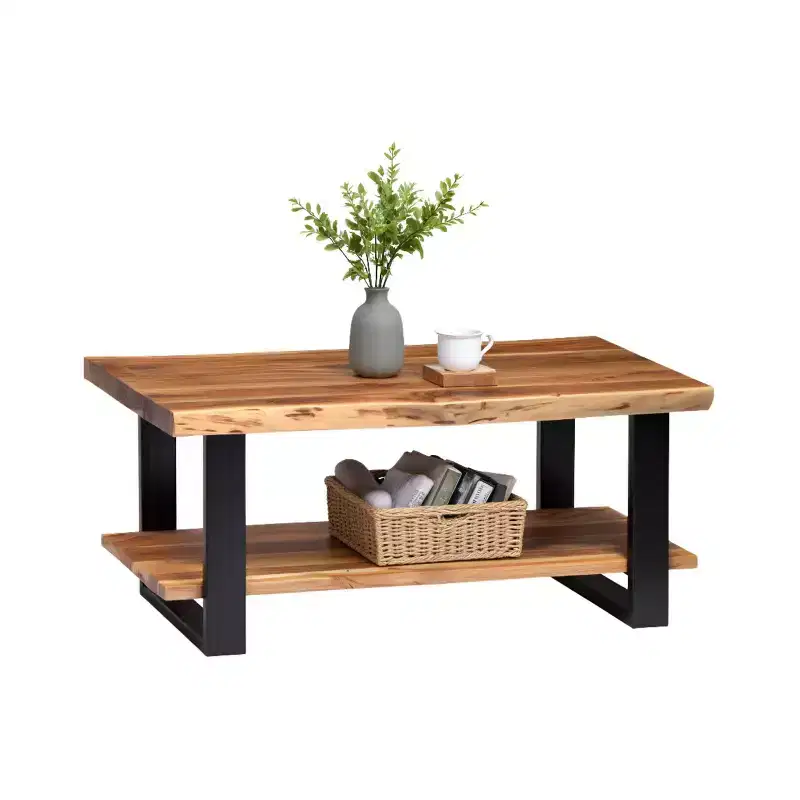 Alpine Live Edge Wood Coffee Table Natural - Alaterre Furniture
