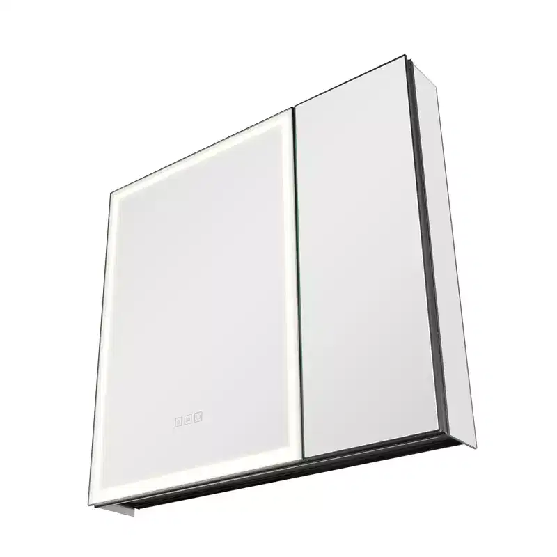 Lighted Medicine Cabinet with Mirror, 30 x 28 in Recessed or Wall Mount, 3 Color Dimmable LED Bathroom Medicine Cabinet , White