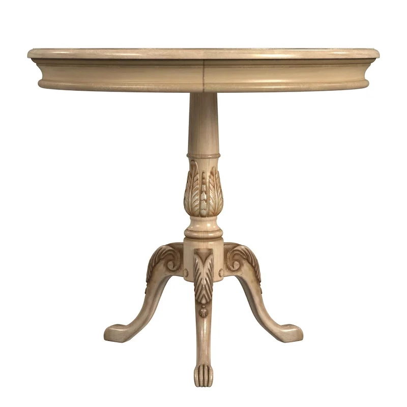 Traditional Round Wooden Pedestal Table in Cherry Finish - Dark Brown