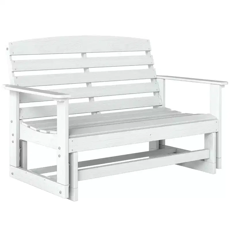 Patio Glider Bench w/ HDPE Slatted Double Rocking Chair