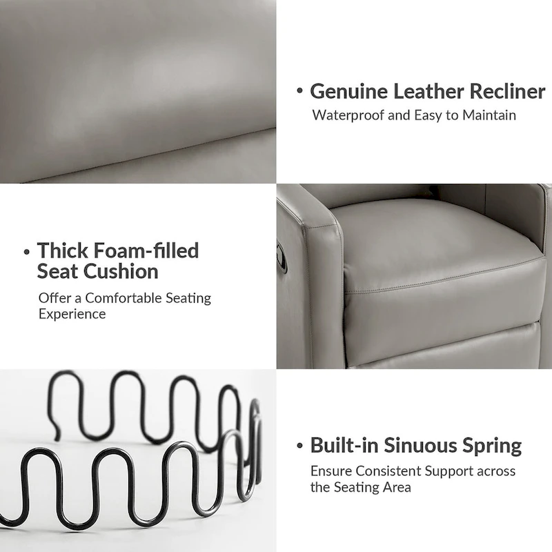 Josefa Modern Genuine Leather Swivel Rocker Recliner Set of 2 by Hulala Home