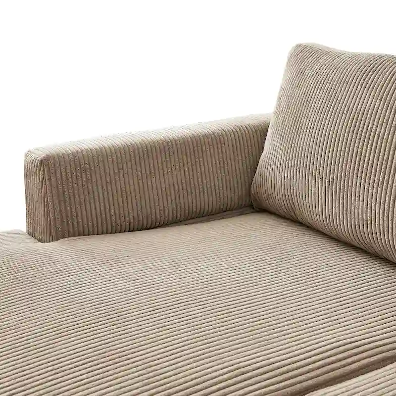 HOOOWOOO Living Room L-Shaped Polyester Fabric Reversible Chaise Sofa