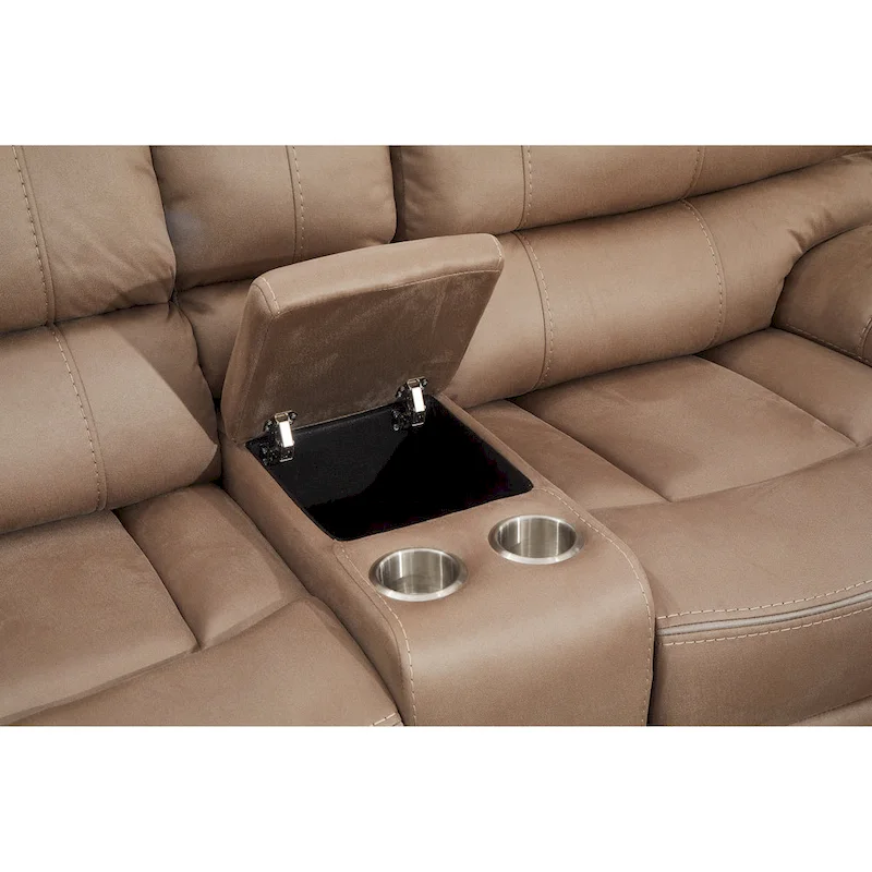 Betsy Furniture Microfiber Manual Rclining 2-seat Loveseat with Console 8007