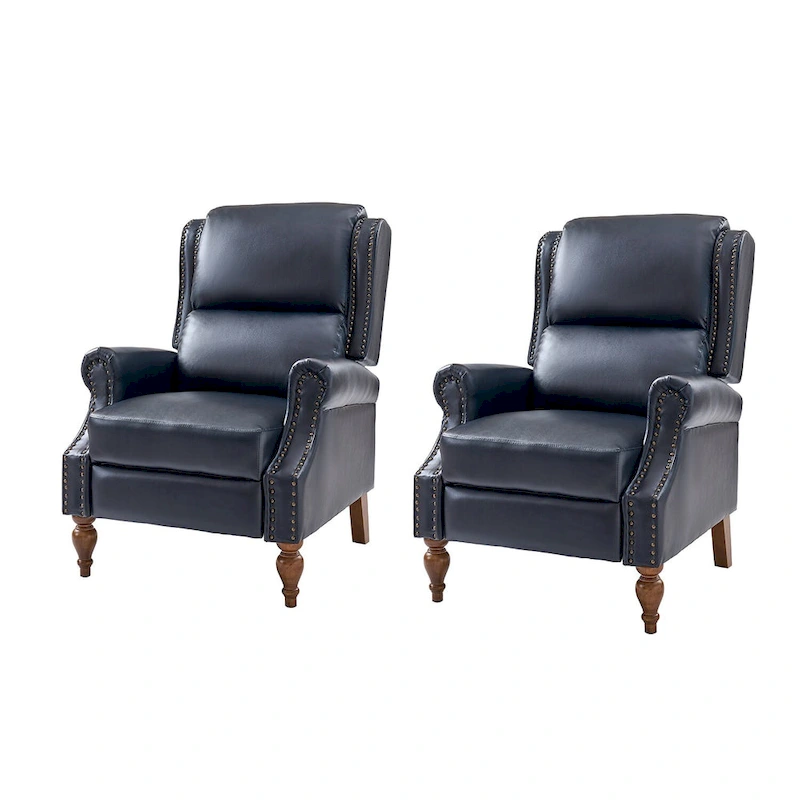 Terri Traditional Vegan Leather Manual Push Back Recliner Set of 2 by HULALA HOME