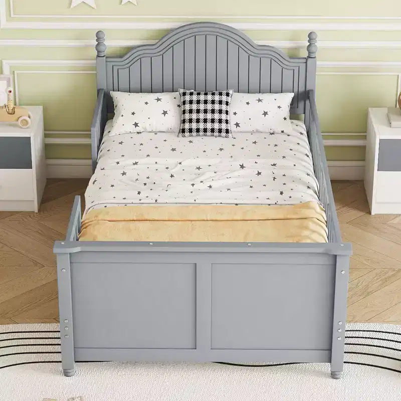 Theodore Contemporary Kids Platform Bed with Headboard and Footboard and Safety Guardrails