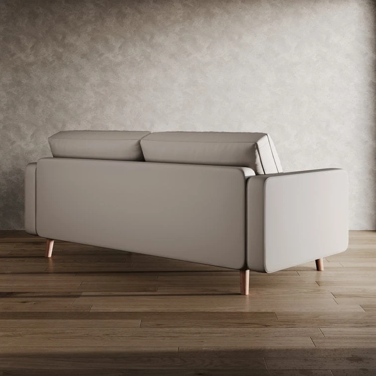 Stateside Upholstered Leather Square Arm Sofa Couch 70