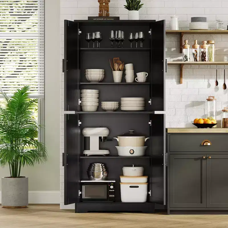 70 Tall Kitchen Pantry Cabinet with Doors and Adjustable Shelves, Freestanding Cupboard