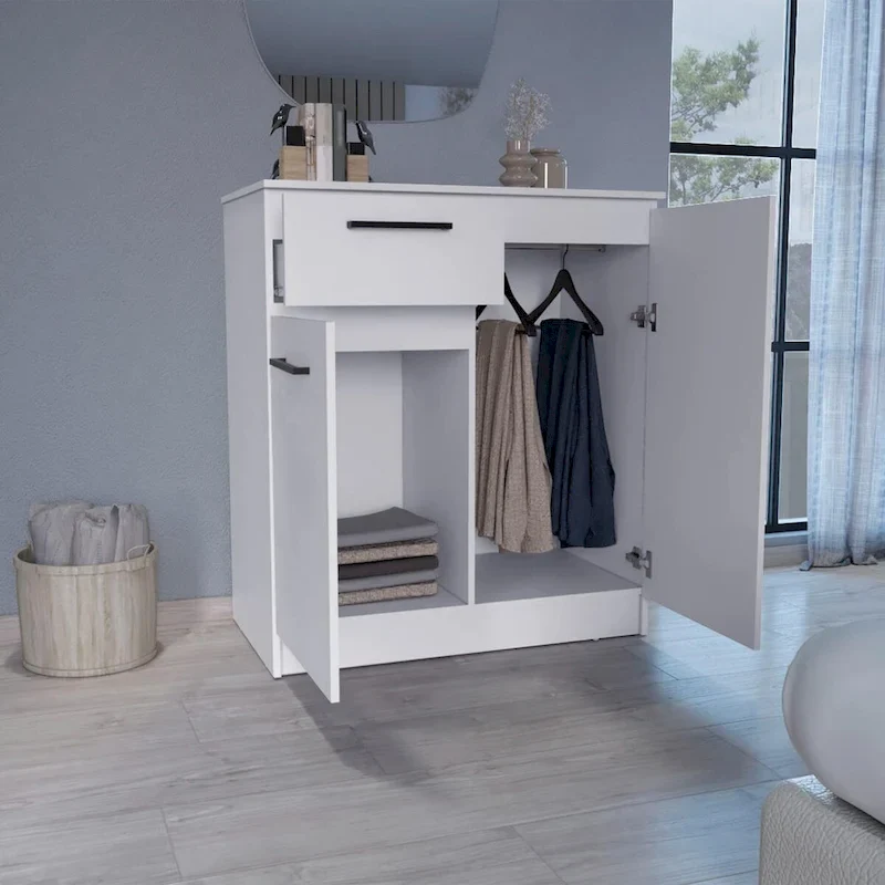Compact Dresser with 2-Door Cabinet & Drawer – White or Black