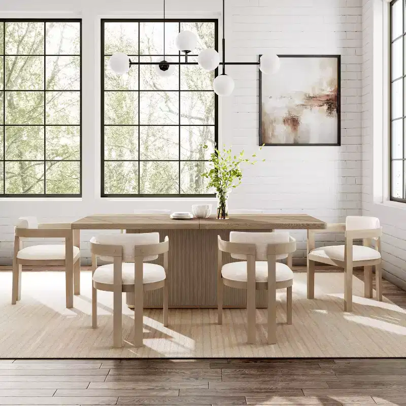 Christopher Knight Home Irelia Farmhouse 7 Piece Dining Set with Rubberwood Upholstered Chairs