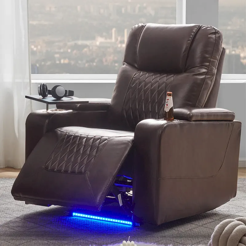 Power Motion Recliner with 2 Convenient Cup Holders