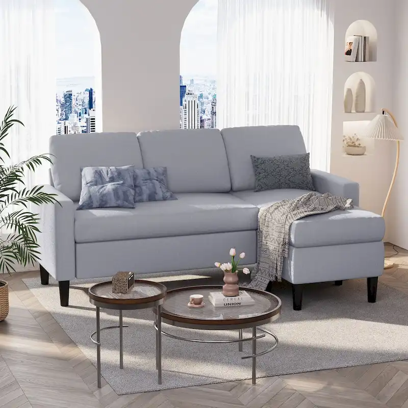 Futzca 74 Convertible Sectional Sofa Couch, Small L-Shaped Sofa