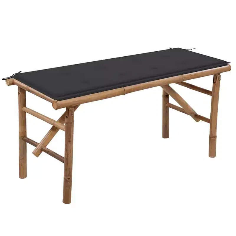 Garden Bench Natural Bamboo Bamboo and Polyester Foldable