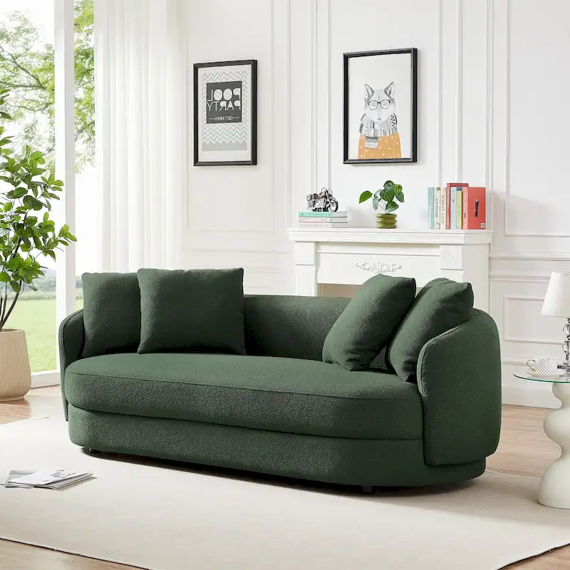 Haas Japandi Style Luxury Modern Boucle Fabric Curved Sofa