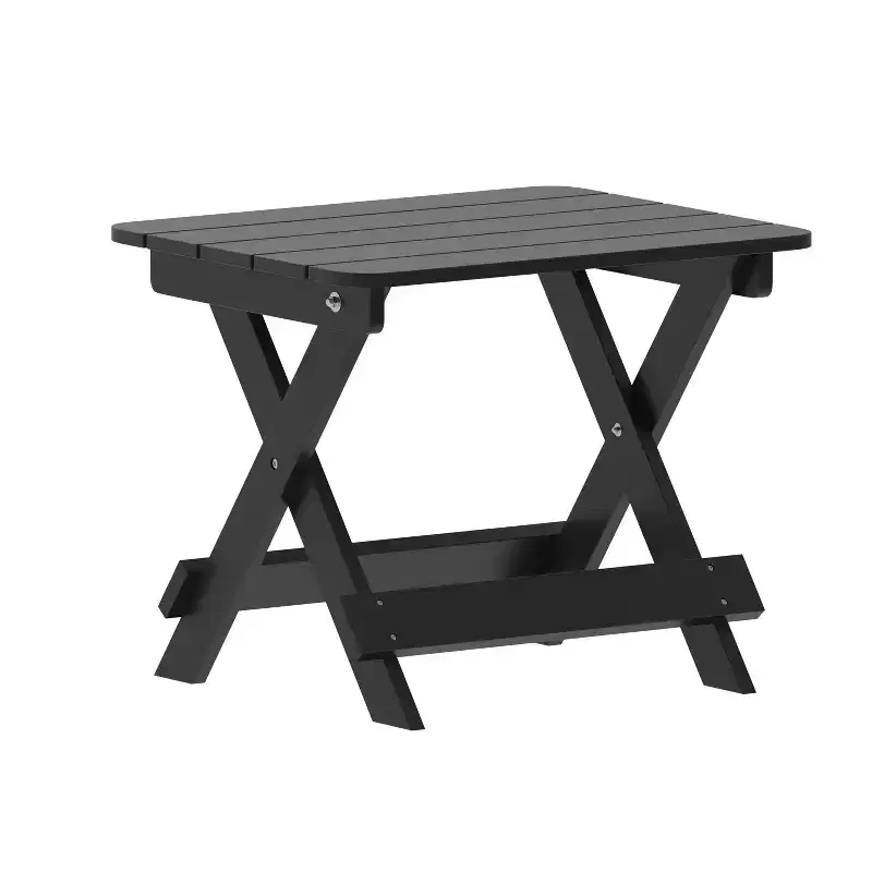 Emma and Oliver Portable Folding HDPE Adirondack Side Table for Indoor/Outdoor Use