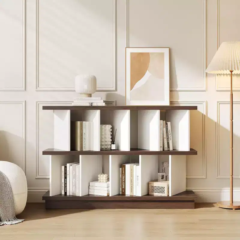 8 Cube Low Bookshelf Bookcase - Wooden TV Stand Cabinets with Removable Back Panels, Modern Home Display Storage Rack for Living Room, Bedroom