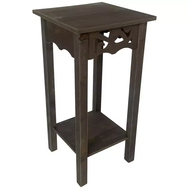 Plant Stand End Table with Storage Shelf, 11.8