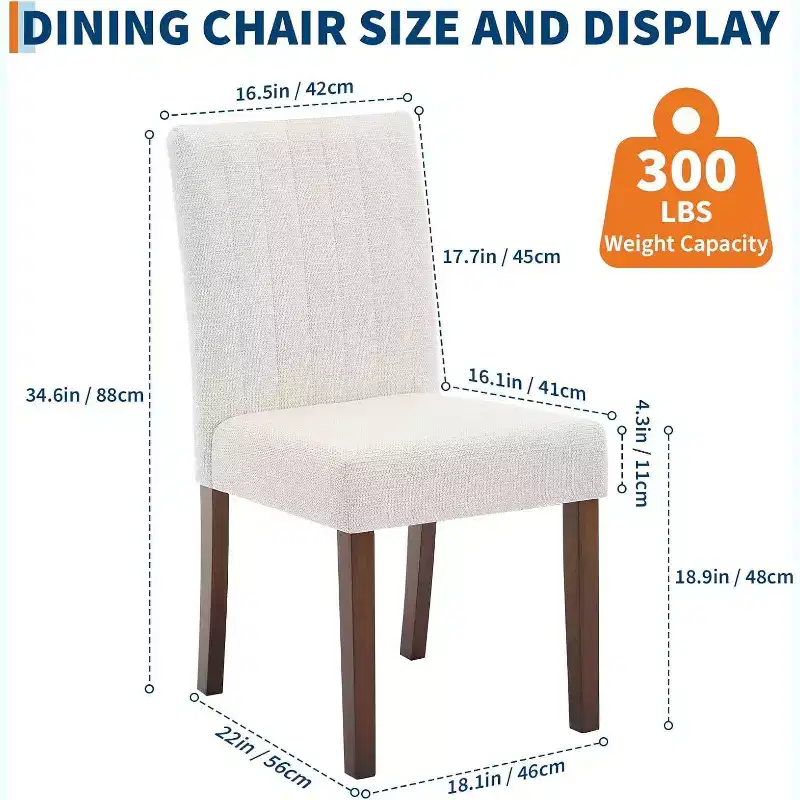 4-Piece Modern Fabric Dining Chair Set C Padded Seats with Wooden Legs, for Dining Rooms & Kitchens, White
