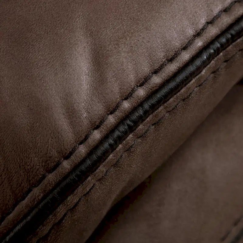 Verne Brown Manual Microsuede Reclining Sofa with Flip Down Cup Holders