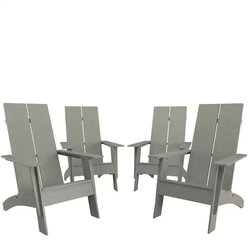 Merrick Lane Set of 4 Modern All-Weather Poly Resin Wood Adirondack Chairs