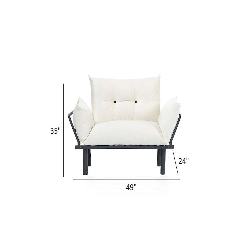 Mojay Futon Love SeatMetal frames2 Seater Plush Chenille Upholstered Sofa