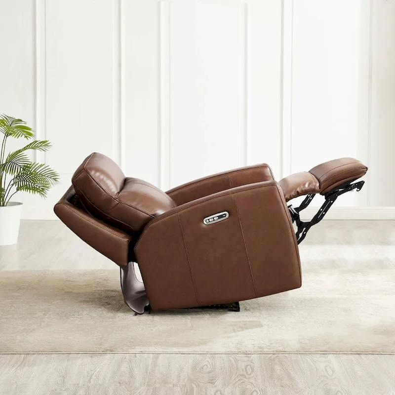 Hydeline Vienna Zero Gravity Power Recline and Headrest Top Grain Leather Sofa