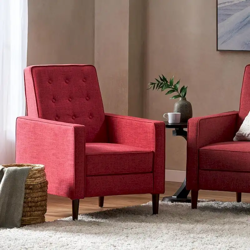 Mid-Century Modern Fabric Recliner Chair with Birch Legs by Christopher Knight Home