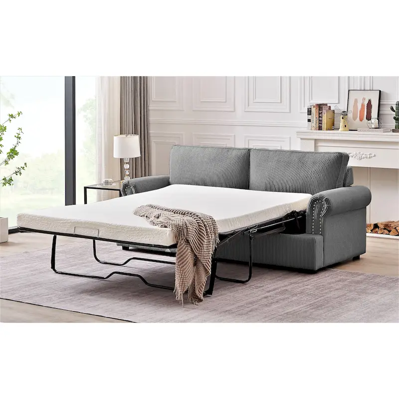 Viviana 76 inch Polyester Round Arm Sleeper Sofa