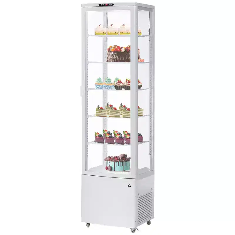 Display Refrigerator, Commercial Refrigerator - 10.52 Cu.Ft/298L Single Glass Door Case, Double-Glazed, Auto Defrost/Air-Cooling